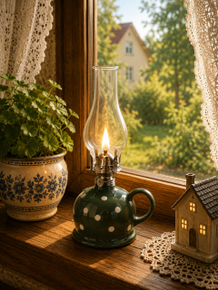 Petrolejová lampa zelená